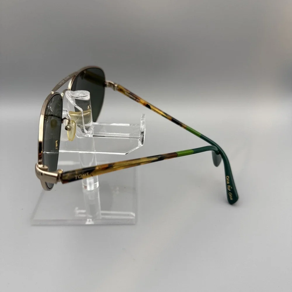 Authentic TOMS Maverick 201 Gold/Tortosie/Green Aviator Sunglasses 60-14-145 HOT